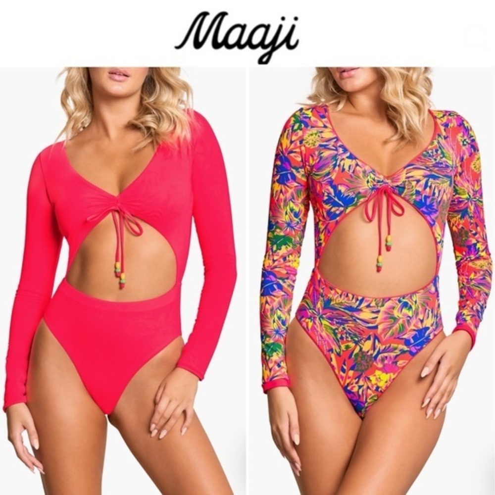 Maaji Cherry Red Rose Long Sleeve Hotsell Surf One Piece sz S NWT